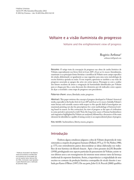 Voltaire E a Visão Iluminista Do Progresso