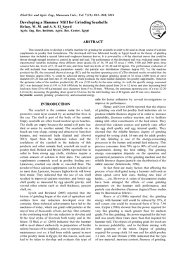 Performance Evaluation of a Hammer Mill for Grinding Seashells