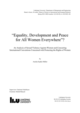 “Equality, Development and Peace for All Women Everywhere”?