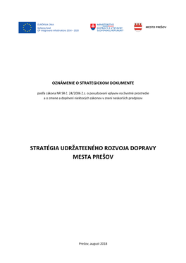 Stratégia Udržateľného Rozvoja Dopravy Mesta Prešov