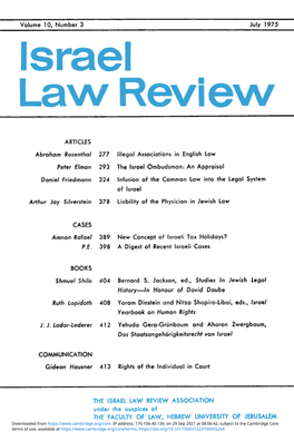 Volume 10, Number 3 July 1975 ARTICLES Abraham Rosenihal 277