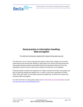 Good Practice in Information Handling: Data Encryption