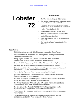 Lobster 72 (Winter 2016)