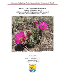 Kuenzler Hedgehog Cactus Species Status Assessment - Final