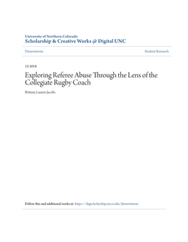 Exploring Referee Abuse Through the Lens of the Collegiate Rugby Coach Brittany Lauren Jacobs