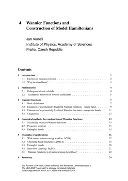 4 Wannier Functions and Construction of Model Hamiltonians
