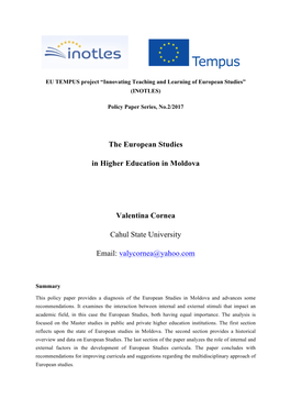 The European Studies in Higher Education in Moldova Valentina