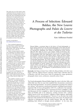 A Process of Selection: Édouard Baldus, the New Louvre