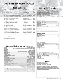 2008 MSSU Men's Soccer What's Inside