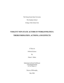 Violent Non-State Actors in World Politics