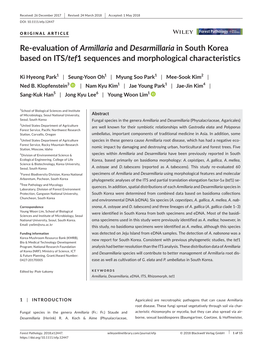 Re-Evaluation of Armillaria and Desarmillaria in South Korea Based on ITS/Tef1 Sequences and Morphological Characteristics