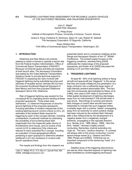 8.9 TRIGGERED LIGHTNING RISK ASSESSMENT for REUSABLE LAUNCH VEHICLES at the SOUTHWEST REGIONAL and OKLAHOMA SPACEPORTS John C. W