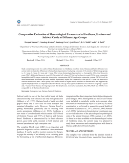 Comparative Evaluation of Hematological Parameters in Hardhenu, Hariana and Sahiwal Cattle at Different Age Groups