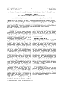 Of Iranian Tarsonemid Mites (Acari: Trombidiformes) with a New Record for Iran