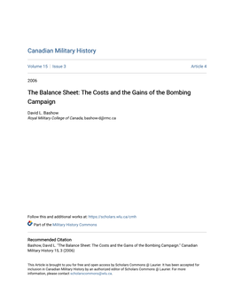 The Balance Sheet: the Costs and the Gains of the Bombing Campaign