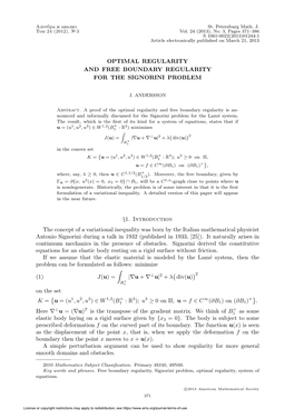 Optimal Regularity and Free Boundary Regularity for the Signorini Problem