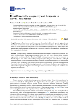 Breast Cancer Heterogeneity and Response to Novel Therapeutics