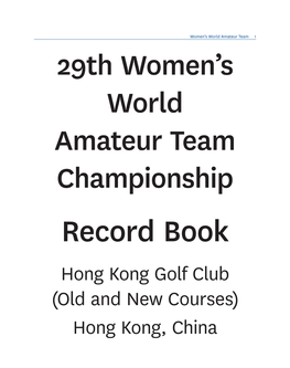 29Th Women's World Amateur Team Championship