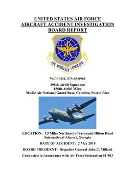 United States Air Force Aircraft Accident Investigation Board Report