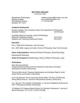 Matthew Lindauer CV “Immigration Policy and Identification Across Borders.” Journal of Ethics and Social Philosophy, Vol