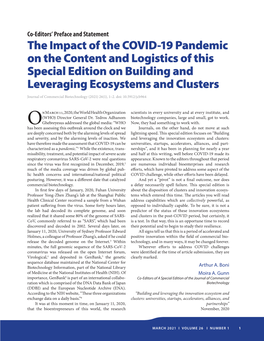 The Impact of the COVID-19 Pandemic on the Content and Logistics of This Special Edition on Building and Leveraging Ecosystems and Clusters