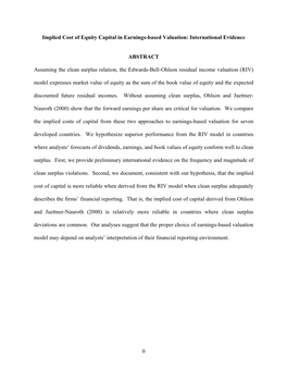Implied Cost of Equity Capital in Earnings-Based Valuation: International Evidence
