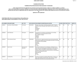 Report Weekly Lists Planning Application Received