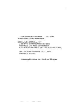 A Kinetic Investigation of the Thermal and Acid-Catalyzed Decompositions