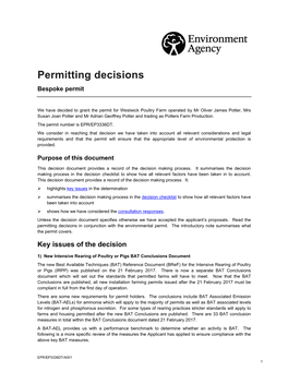 Permitting Decisions Bespoke Permit