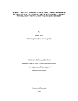 The Role of Human Herpesvirus and Gbv-C Coinfections in the Development of Non-Hodgkin's Lymphoma in Hiv-1 Positive Individual