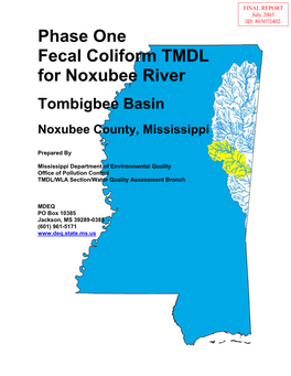 Fecal Coliform TMDL for Noxubee River