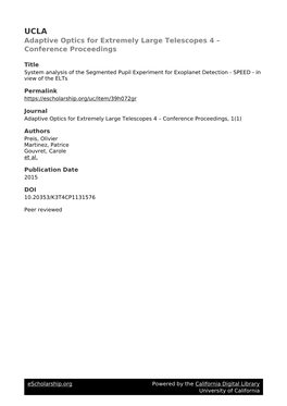 Adaptive Optics for Extremely Large Telescopes 4 – Conference Proceedings