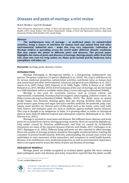 Diseases and Pests of Moringa: a Mini Review