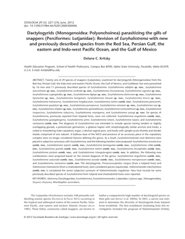 Parasitizing the Gills of Snappers (Perciformes: Lutjanidae)