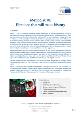 Mexico 2018: Elections That Will Make History