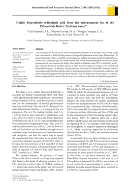 Highly Bioavailable Α-Linolenic Acid from the Subcutaneous Fat of the Palaeolithic Relict “Galician Horse” 1*Guil-Guerrero, J