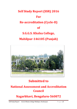Submitted to National Assessment and Accreditation Council Nagarbhavi, Bengaluru-560072