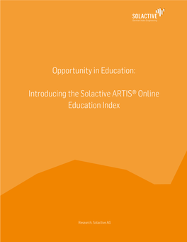 Opportunity in Education: Introducing the Solactive ARTIS® Online Education Index