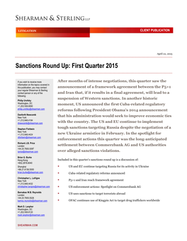 Sanctions Round Up: First Quarter 2015