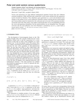 Polar and Axial Vectors Versus Quaternions