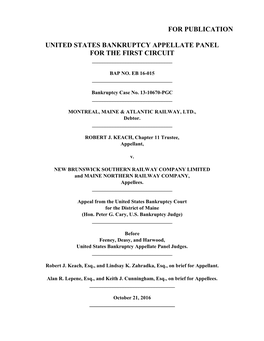 For Publication United States Bankruptcy Appellate