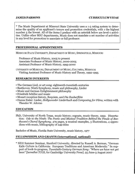 James Parsons Curriculum Vitae