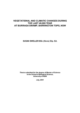 Vegetational and Climatic Changes During the Last 40000 Year At