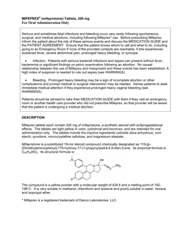 MIFEPREX (Mifepristone) Drug Label