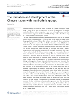 The Formation and Development of the Chinese Nation with Multi-Ethnic Groups Xiaotong Fei