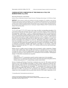 701 Carbon Isotopic Composition of Tree Rings