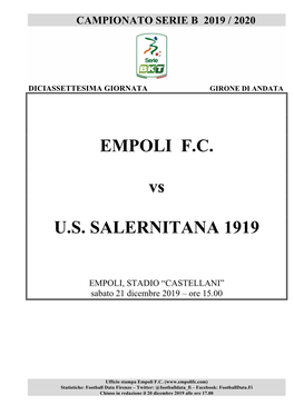 EMPOLI F.C. Vs U.S. SALERNITANA 1919