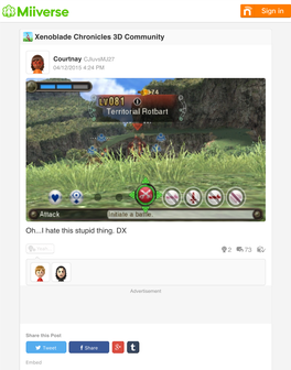 Xenoblade Chronicles 3D Community Oh...I Hate This Stupid Thing. DX