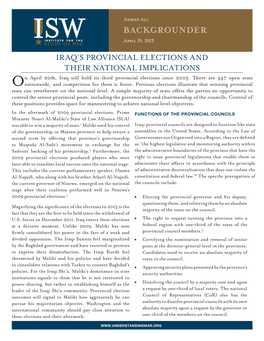 Iraq's Provincial Elections and Their National Implications