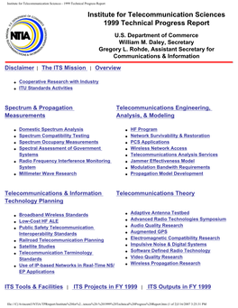 FY 1999 Technical Progress Report